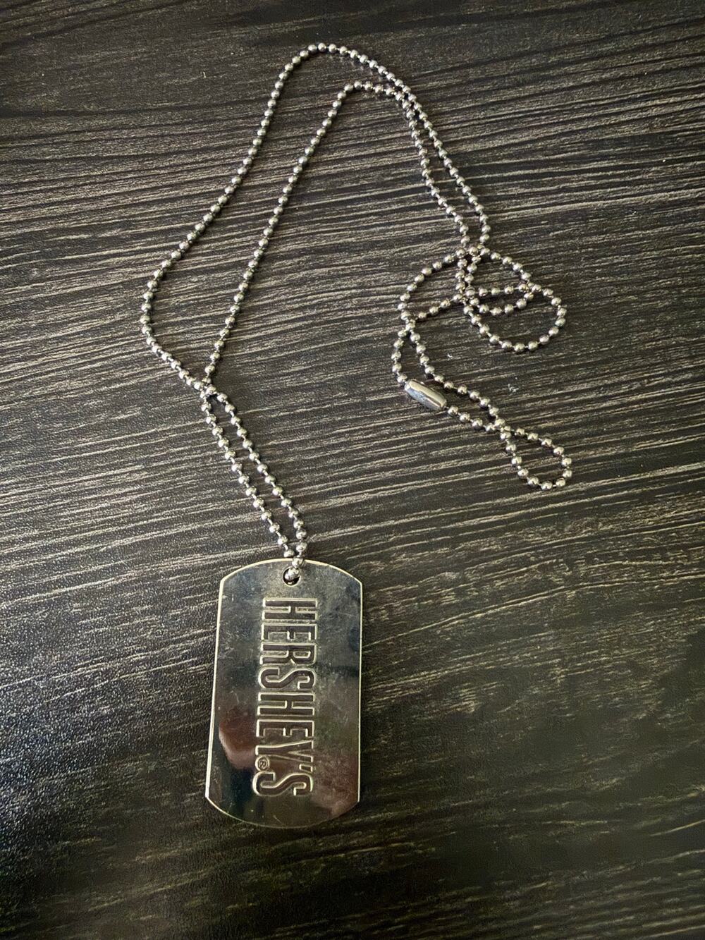 HERSHEY’S “H” Silver-Tone Dog Tag Military Necklace